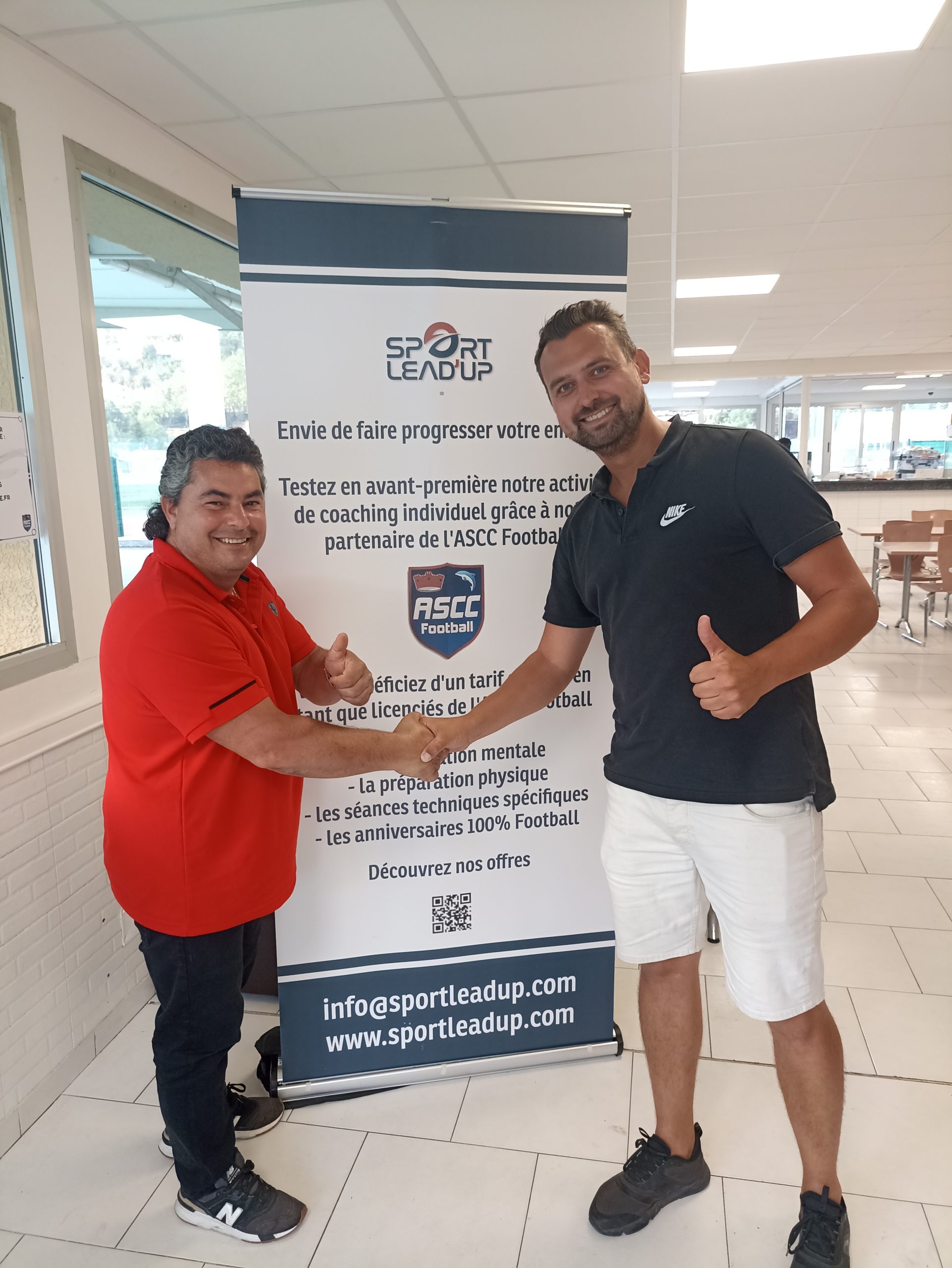 Photo Partenariat Jean Pierre GERMANO Président ASCC Football et Morgan CROISIE Président Sport Lead'Up